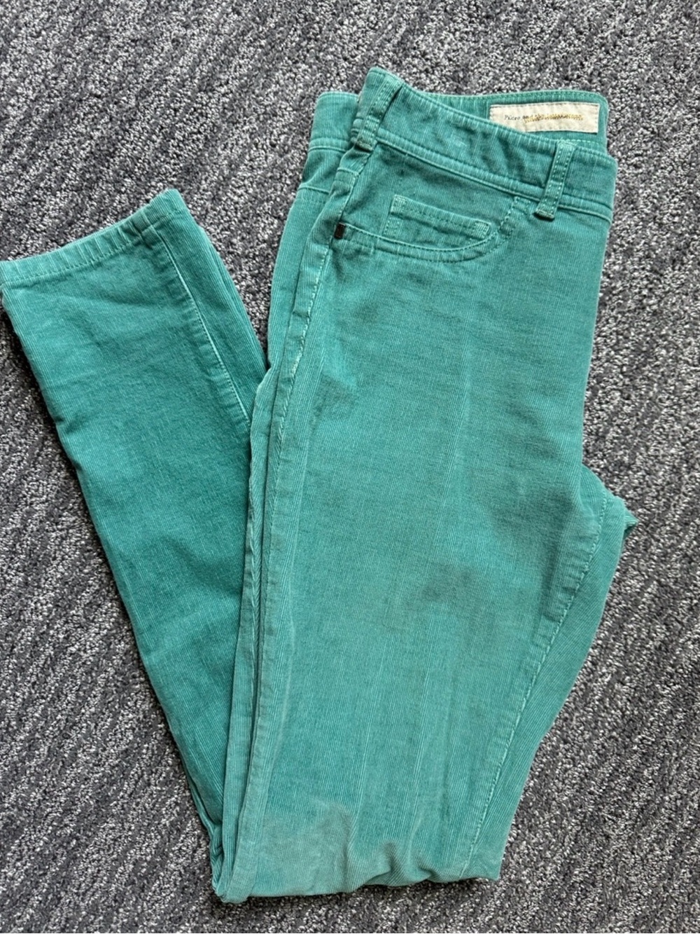 Anthropologie Pilcro Serif Corduroy Pants Green Skinny Mid-Rise Size 28